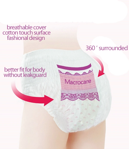 Macrocare Disposable High Quality Soft Surface Lady Pants/ Lady Period Pants/ Woman Sanitary Napkin Pants