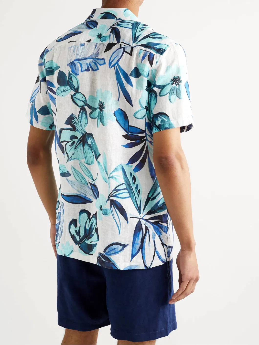 100% Linen Print Shirts OEM Men′s Flower Shirt Camp-Collar Floral Print Pure Linen Shirt Hawaiian Shirt Custom Short Sleeve Resort Resort Shirts