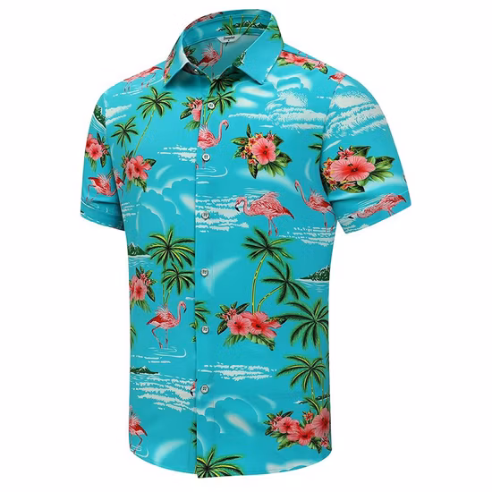 Männer Casual Leinen Kleidung Junge gewebt Streifen Mode Hemd mit kurzen Ärmeln