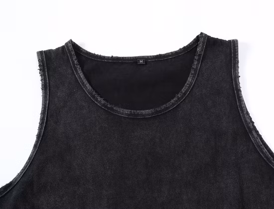 Maßgeschneiderte ärmellose Fitness-Tanktops aus Baumwolle mit Rundhalsausschnitt für Herren