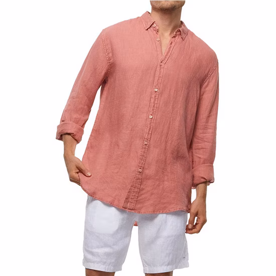 Geknöpfte einfarbige Langarmhemden aus Baumwolle und Leinen für Herren, trendige Plus-Size-Hemden